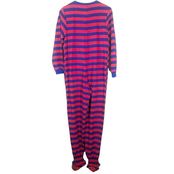 Nick & Nora Sock Monkey Zip Up Onesie Sleepwear Pajamas One Piece Small Red Blue - Picture 2 of 10